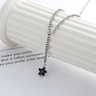 925 Sterling Silver Black Star and Milky Way Necklace N306 Star Necklace