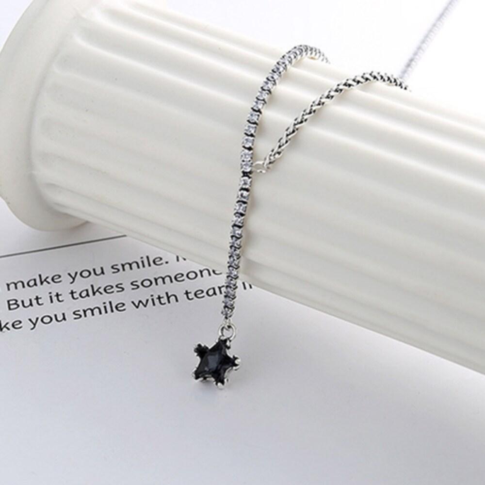925 Sterling Silver Black Star and Milky Way Necklace N306 Star Necklace