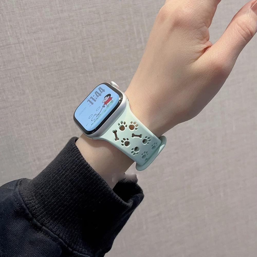 Correa de Silicona con Huella de Pata de Perro para Correa de Apple Watch 49mm 46mm 42mm 44mm 41mm 40mm 38mm Pulsera Series 10 9 8 7 SE 6 5 4 3 Ultra2