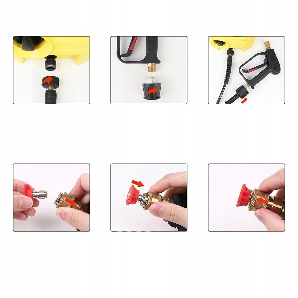 Rosfix Zestaw Do Myjki Karcher K2-K7 – Pistolet Ciśnieniowy + Pianownica 1L + 5 Dysz | Gęsta Piana Do 200 BAR | Szybki Montaż