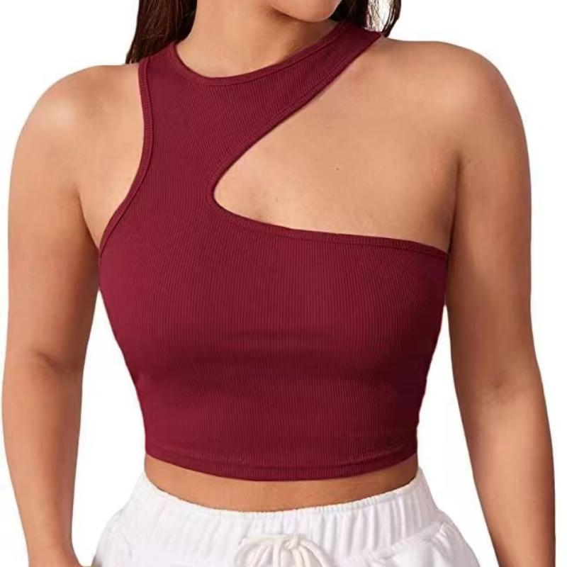 

Сексуальные укороченные топы с открытыми плечами, однотонные узкие спортивные короткие женские топы на бретелях, нерегулярные летние топы-трубы