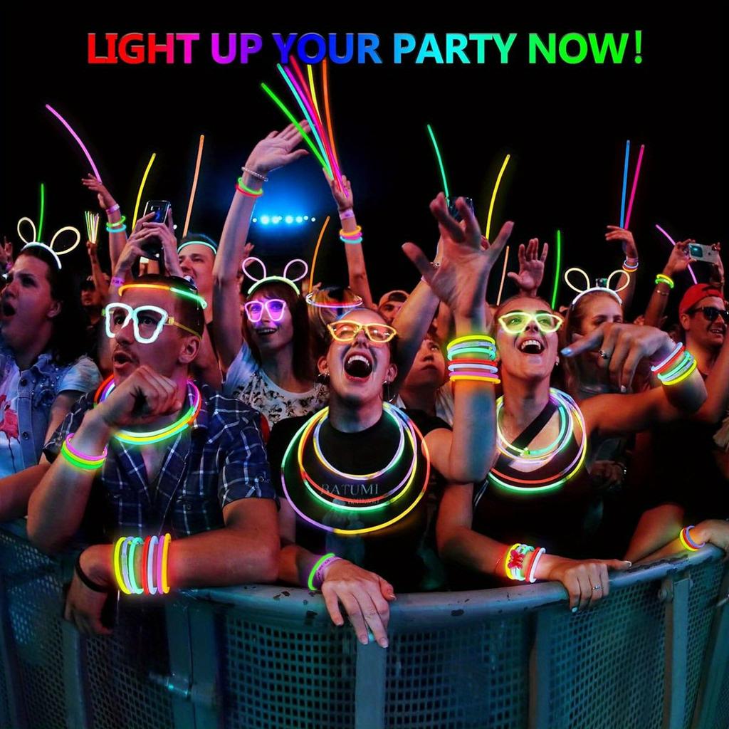 32/64pcs 8inch Colorful Glow Sticks with Connectors - Bulk Fluorescent Vibrant Party Supplies & Favors ZSY
