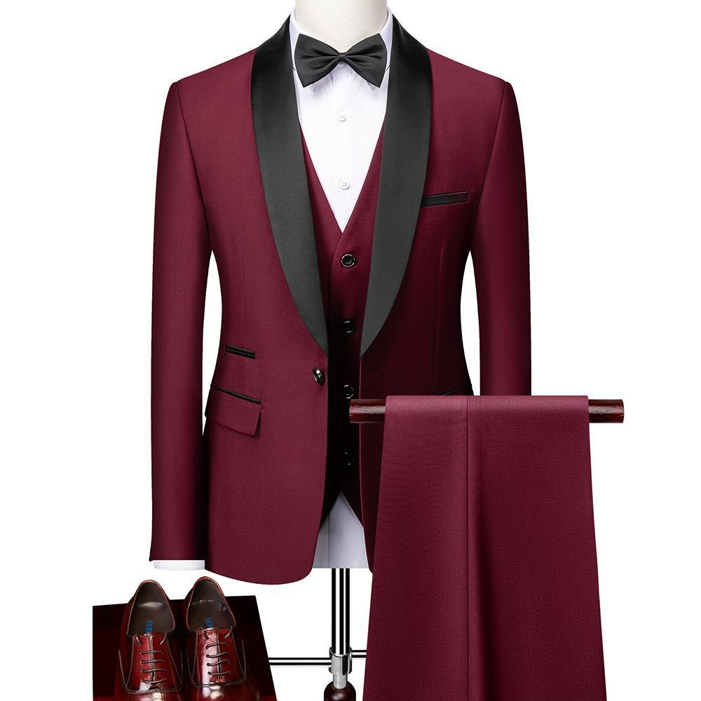 Autumn 2022 Men's Slim Fit Three-Piece Business Casual Suit for Weddings & Groom