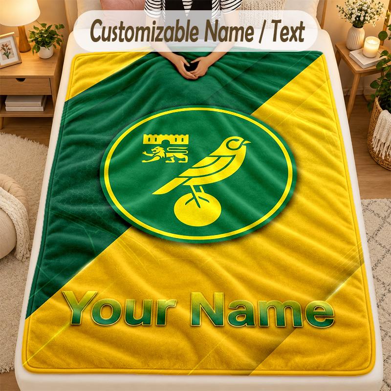 Flannel BlanketNorwich City Custom Name Text Personalized Soft Warm Throw Blanket Home Decor Gift