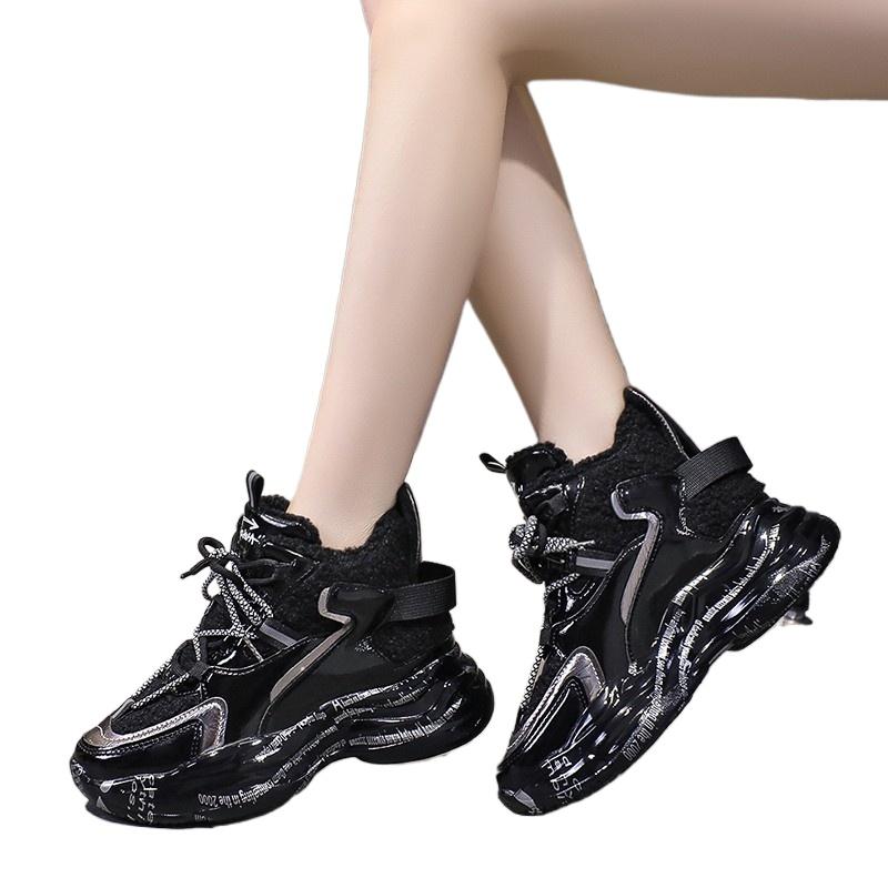 Fashion Black Basketball Gym Sports Athletic Women's Shoes Female Footwear Round Toe High On Platform Sneakers Stylish Promotion