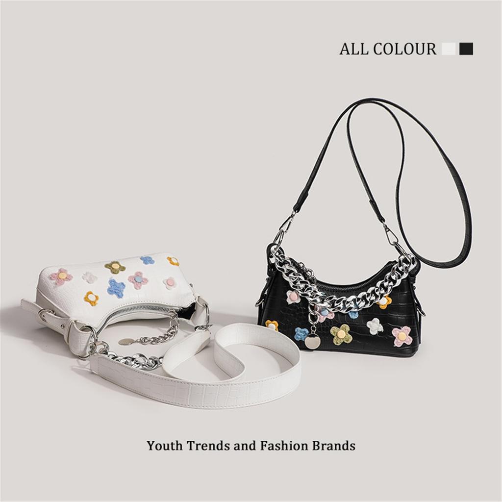 Flower Baguette Bag, High-end Texture, Niche Underarm Messenger Bag For Women