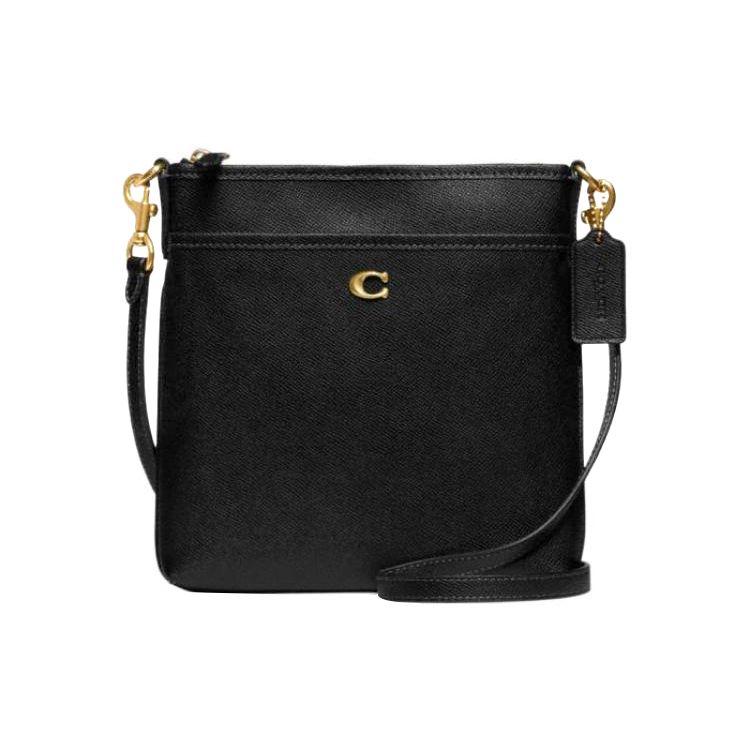 

Coach Kitt 20 Solid C Logo Zip Closure Pebbled Leather Shoulder Crossbody Bag Small Women bags Black CC526-B4BK Basic Set (Bag+Dust Bag)