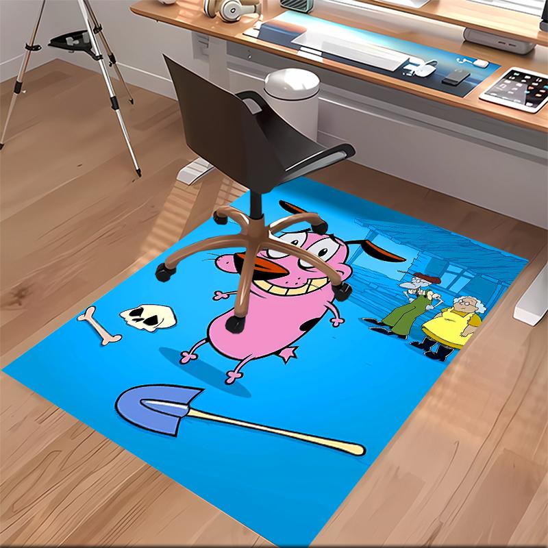 1pc Courage the Cowardly Dog Print Area Rug - Soft, Washable Non-Slip Indoor Mat for Office Chairs, Living Room, Home Office Decorative Rug