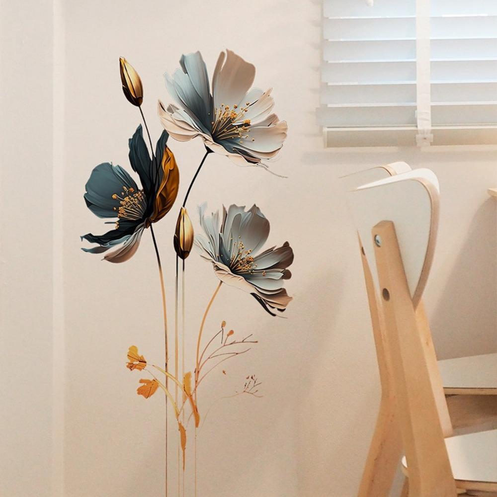 New PVC Wall Stickers Self-adhesive Waterproof 3D Lotus Flower Stickers Aesthetic Wallpaper Home Decor
