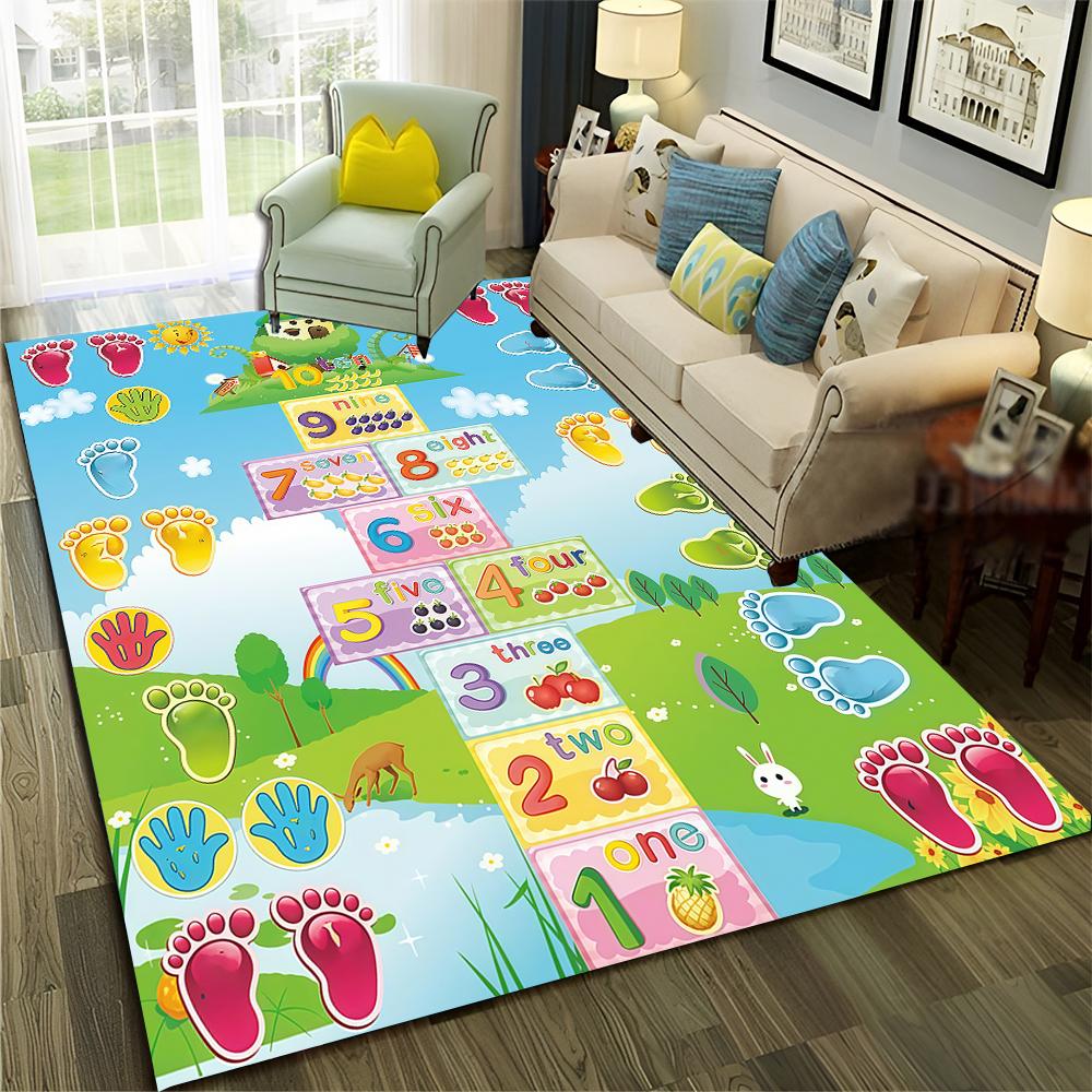 3D Hopscotch Child Digital Games Boy Girls Cartoon Carpet Rug for Home Living Room Sofa Doormat Decor,kids Non-slip Floor Mat
