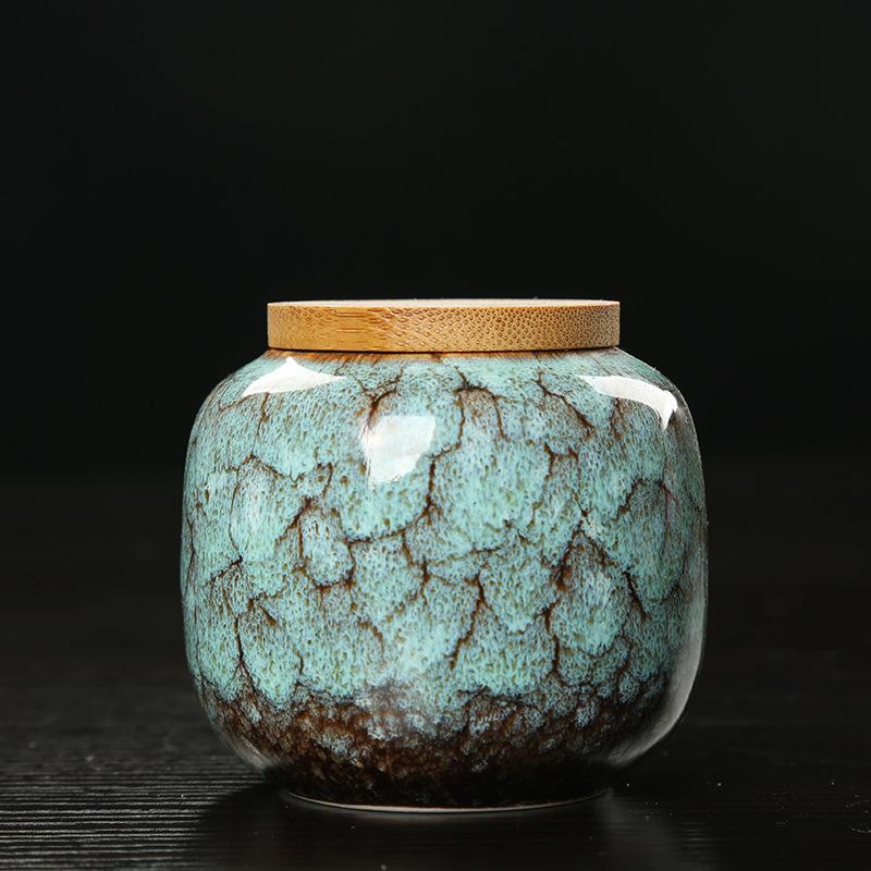 Ceramic Jar Tea Storage Box with Wooden Home Moisture-proof Sealed Candy Jar Storage Bottle Storage Organizer Sealed Tank New