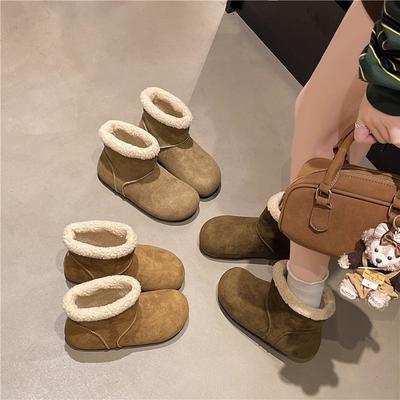 Fleece Large Size Short Boots Cotton Shoes Big Head Ugly Cute Small Potatoes Autumn and Winter Fluffy Thickened New Snow Boots Women
