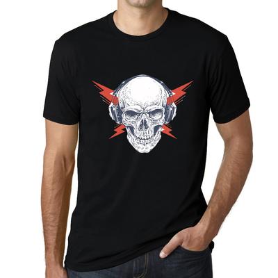Camiseta masculina gráfica - fones de ouvido na caveira - camisa engraçada para músico