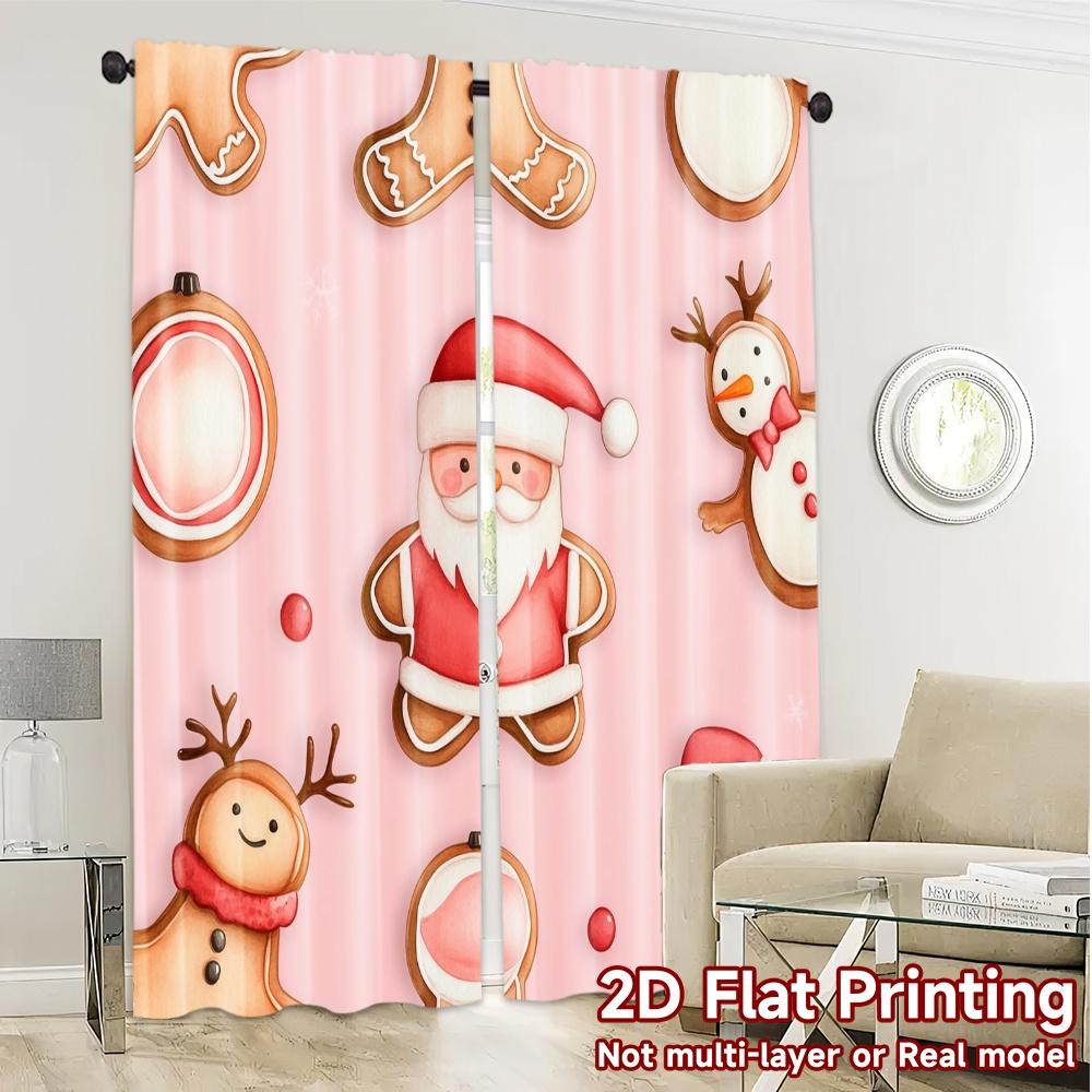 Set Of 2 Curtains Christmas Cookies Cute Popular Window Treatment Versatile Polyester Fabric Decorations Curtain