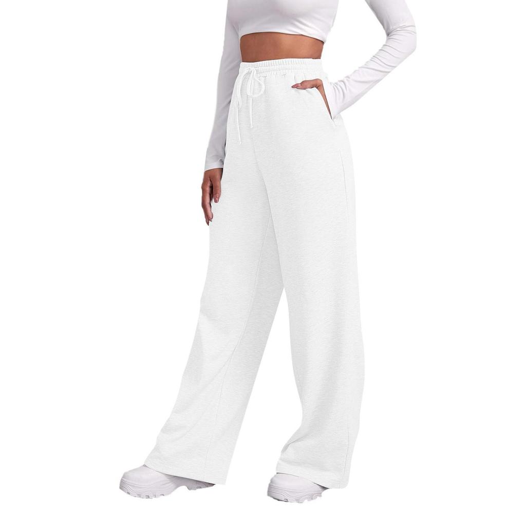 Women's Winter Sweatpants Solid Color Casual Pants Women's Fleece Sweatpants Wide Leg Straight Pants