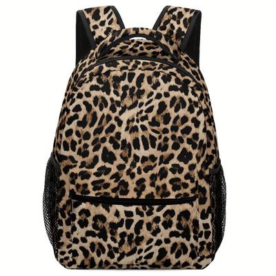 Leopard Print Backpack Durable Lightweight Leopard Print Backpack with Adjustable Straps Zipper Closure Large Capacity