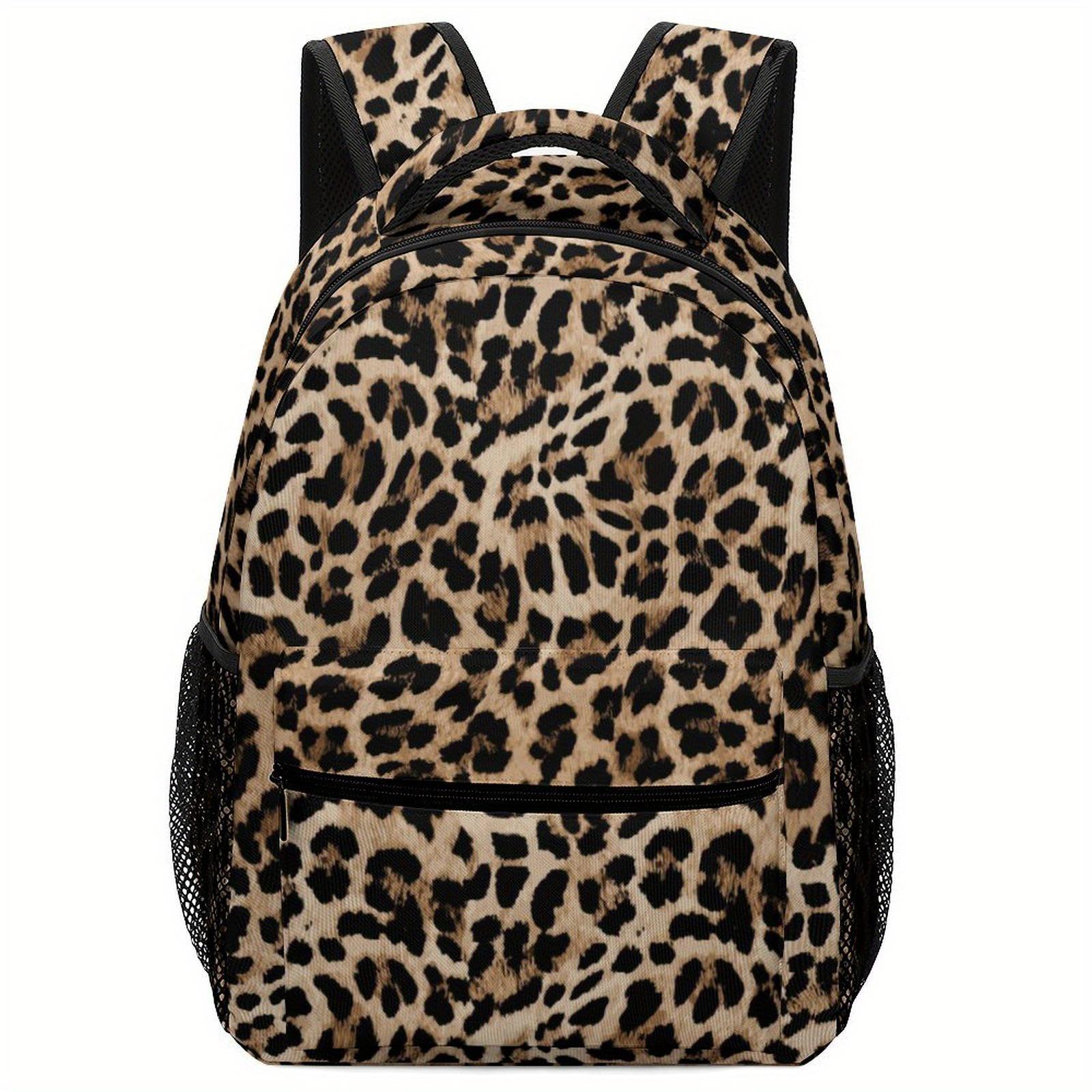 Leopard Print Backpack Durable Lightweight Leopard Print Backpack with Adjustable Straps Zipper Closure Large Capacity
