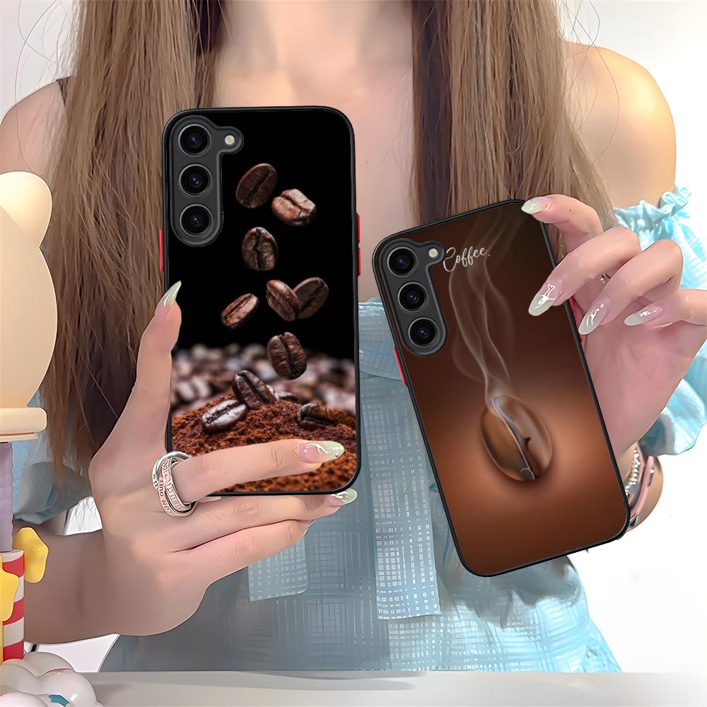 Coffee Beans Silicone Mobile Phone Case for Samsung Galaxy S26 S25 S24 S23 S22 S21 Plus FE Ultra Colorful Cover