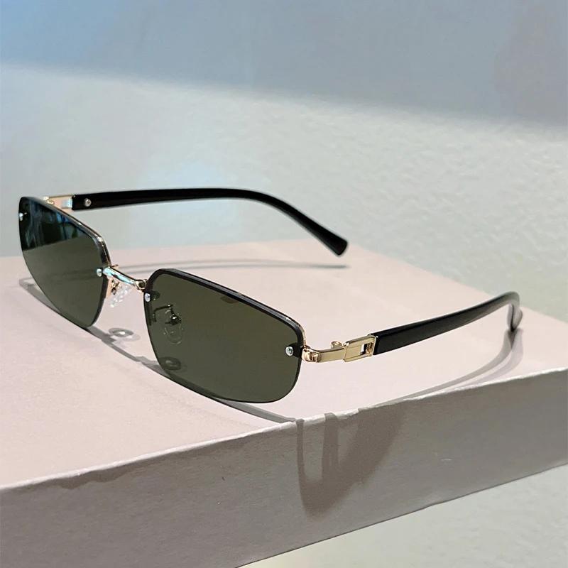 KAMMPT Rimless Sunglasses Men Women Solid Color Vintage Design Trendy Casual Outdoor Sun Glasses
