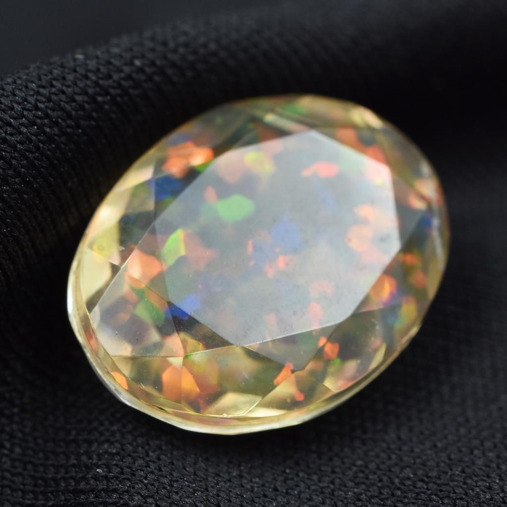 Lab-Created Opal Loose Gemstone Oval Cut Ethiopian Multi-Color 8.60 ct October Birthday Birthstone