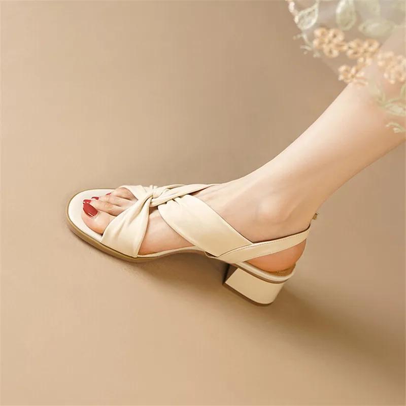 Fashion New Summer Shoes Round Toe Sandals Chunky Heel Shoes for Women Handmade Women Sandals Zapatos De Mujer Open Toe Gladiator Shoes