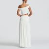 2025 Stylish European & American Women's One-Shoulder Crop Top and Slim-Fit Side Split Skirt Set
