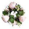 Artificial Rose Flower Candle Wreath Valentine's Day Candle Stand Rings for Pillars Wine Bottle Wedding Decoration