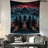 Gothic Grim Reaper Flame Tapestry Background Cloth Fashion Print Background Cloth Wall Decoration Atmospheric Background Cloth