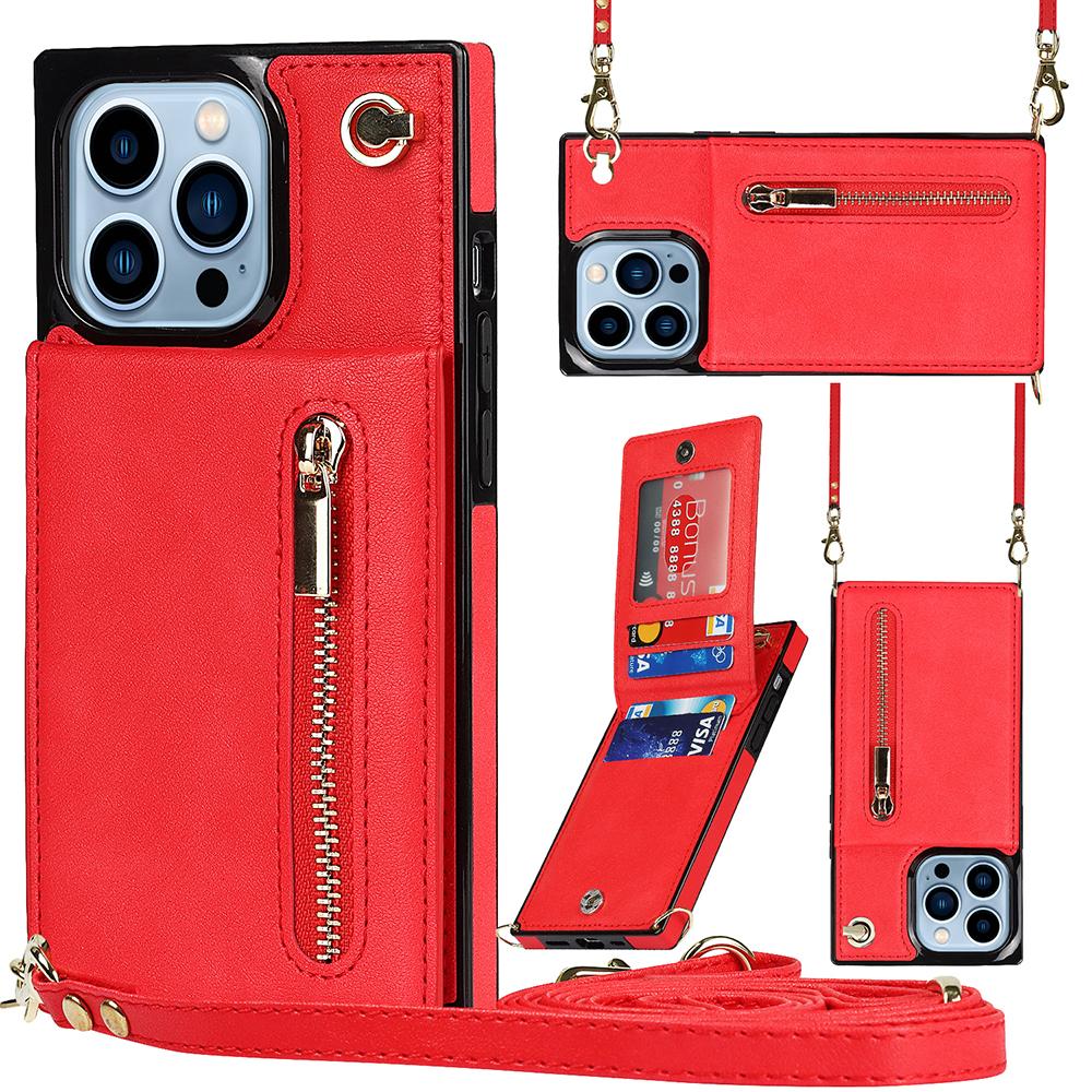 CrossBody Lanyard Zipper Wallet Leather Case for iPhone 15 14 Plus 13 12 11 Pro Max XSMax 8 7 P Samsung S24 S23 S22 S21 Ultra Plus S23 S21 FE Note20Ul