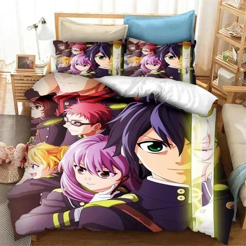 3D Print Anime Seraph of the End Mikaela Hyakuya Bedding Set Duvet Cover Sheet Pillowcase Full Queen King Size Comforter Bedroom