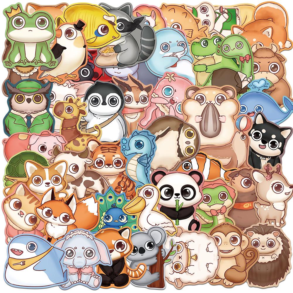 Sada samolepek divoké zvěře: Los, Alpaka, Panda & Lev