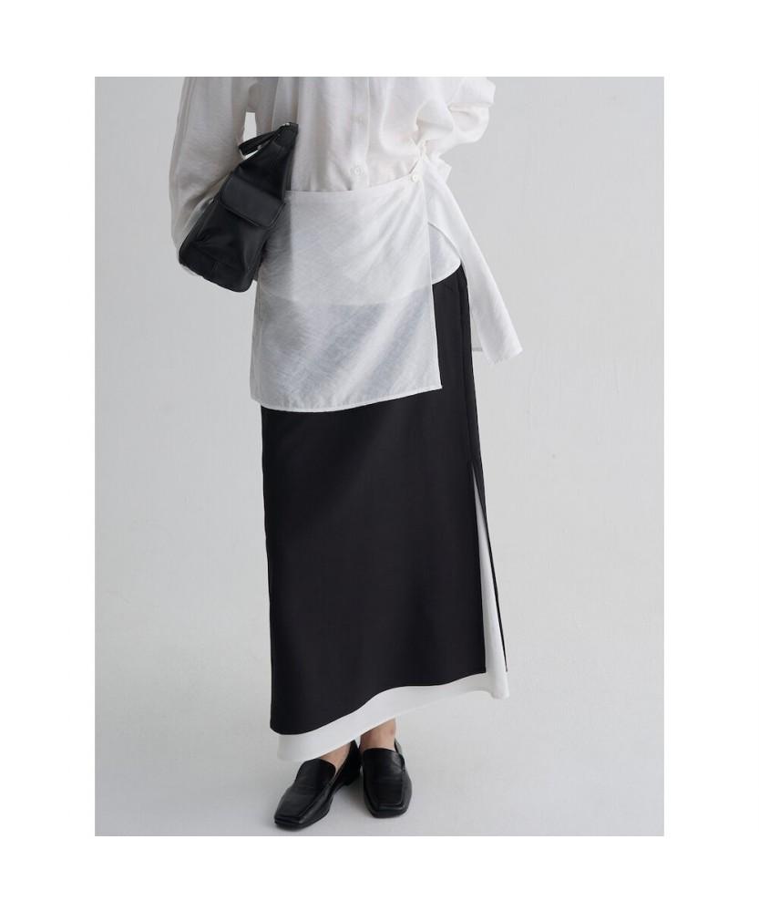 8SECONDS Color Block Layered Maxi Skirt Black