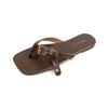 2025 New Spring and Summer Square Head Flat Bottom Belt Buckle Retro Pinch Foot Outer Wear Holiday Sandals Flip-flops