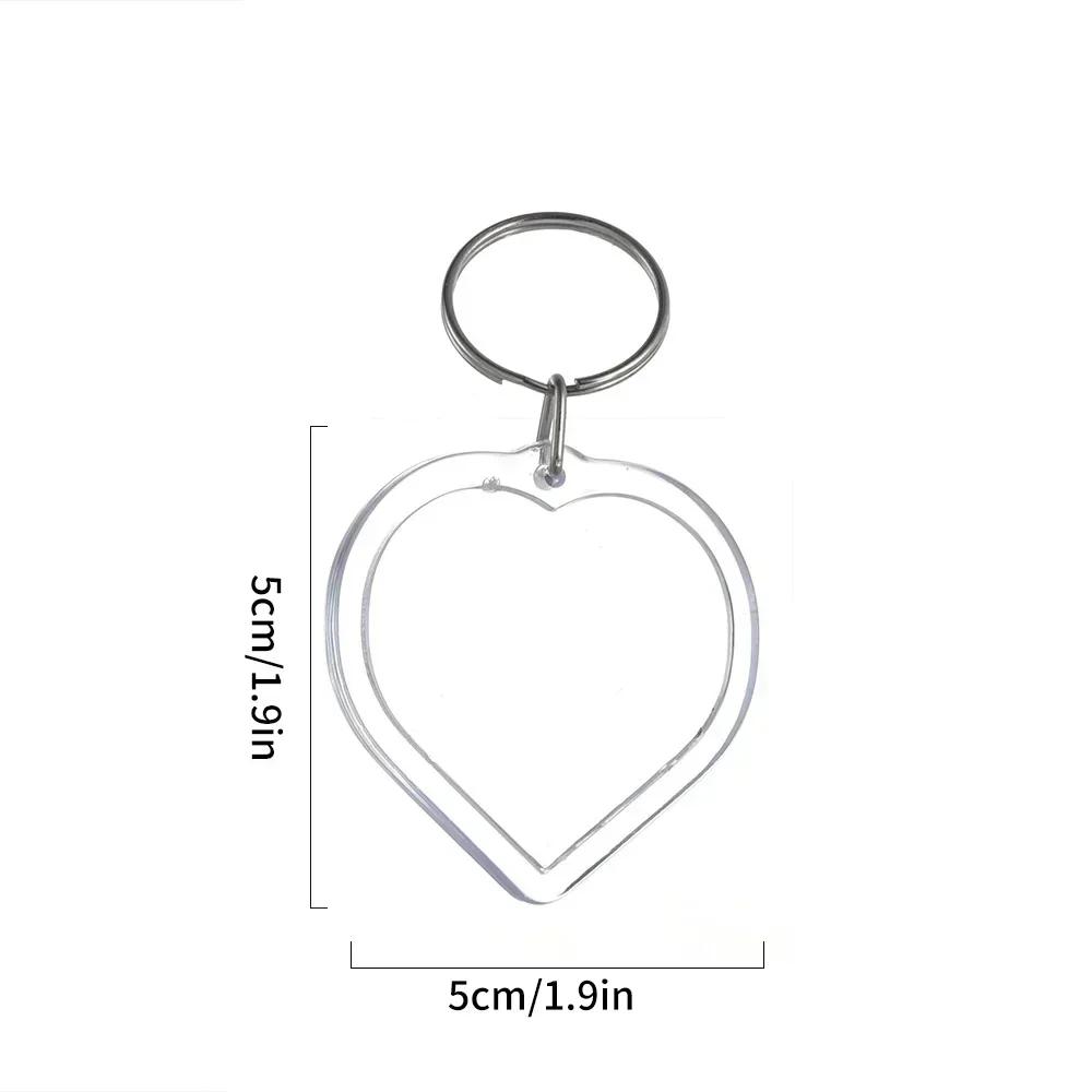 5-100PCS Clear Acrylic Photo Frame Keychain Photo Insert Keyrings Blank Rectangle for Double-Sided Photos DIY Supplies