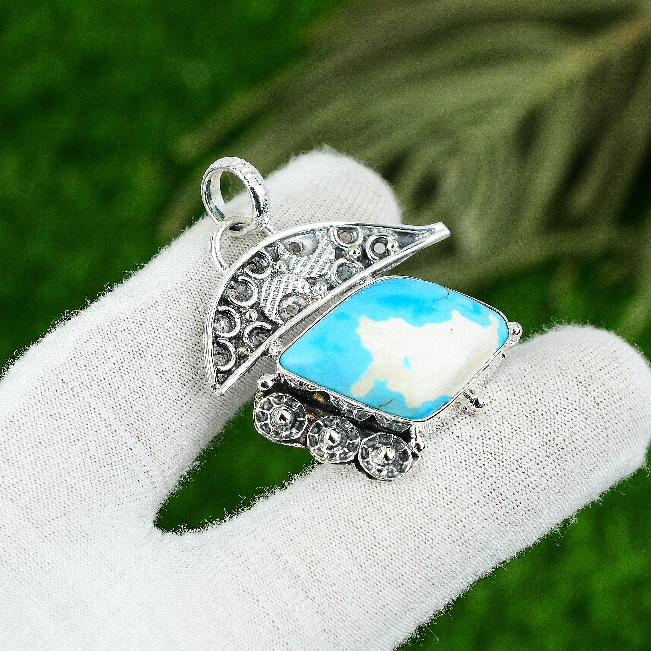 

Gift For Women Pendant 925 Sterling Silver Natural Arizona Turquoise Gemstone