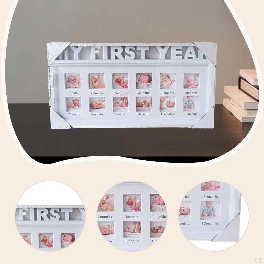 Babys First Year Picture Frame Milestone Photo Desktop Collage Album PVC Construction Suitable