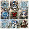 Lightweight Christmas Wall Ornaments 2D Acrylic Hanging Ornaments, Stained Glass Style Snowman Santa Snowflake Holiday Window Decorations for