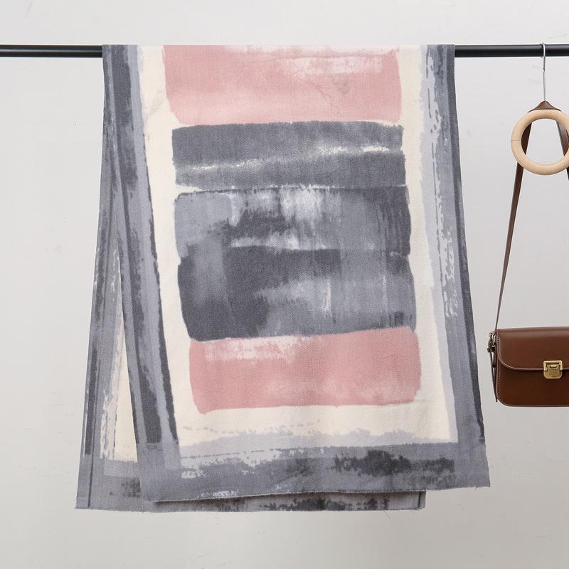 Strip Hand-painted 70 New Autumn and Winter Skin-friendly and Warm Imitation Cashmere Printed Scarf Versatile Shawl