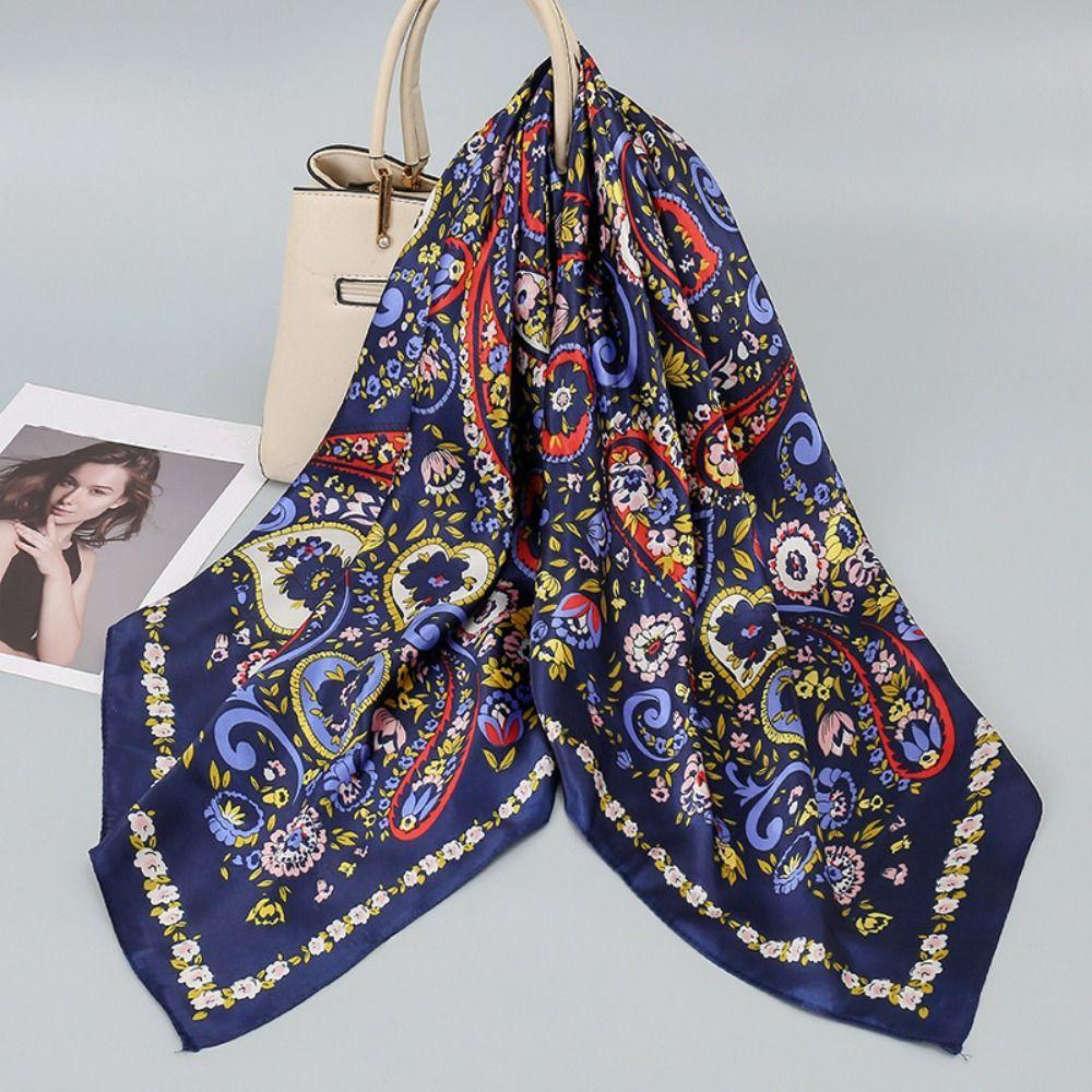 90*90cm Bandana Scarf Imitation Silk Shawl Wrap Fashion Hair Band  Fashion Accessory