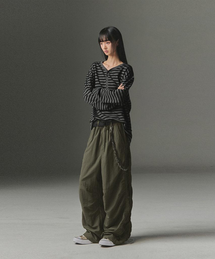 NOT4NERD Side Shirred Nylon Pants - Khaki