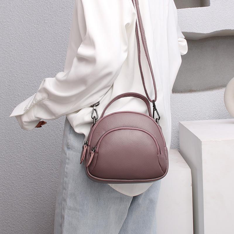 Women's leather medium mother bag fashion first layer cowhide handbag simple casual shoulder messenger bag soft leather bag
