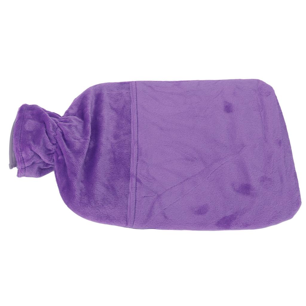 Hot Water Bottle with Plush Cover Men Women 2L PVC Soft Hot Water Bag for Neck Shoulder Soreness Purple