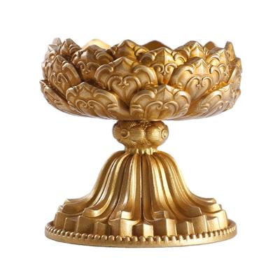 Flower Candle Holder Brass Butter Lamp Buddhist Temple Candlestick Base Religious Candle Cup Desktop Antique Decoration