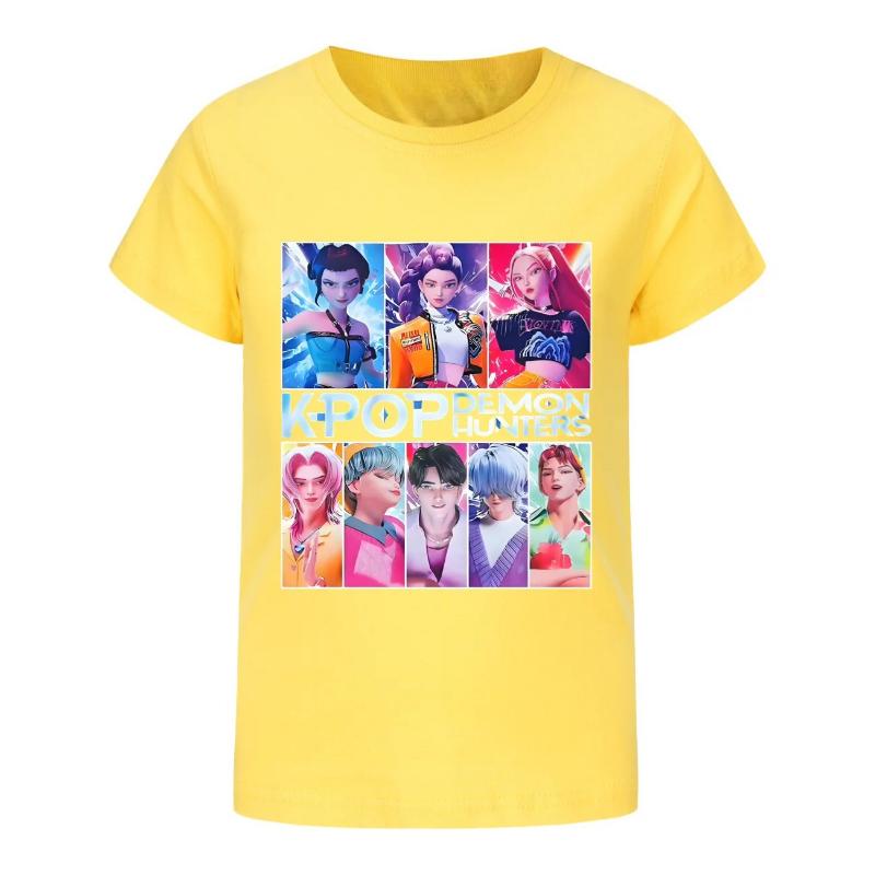 Children's KPop Devil Hunter Saja Printed Soft Cotton Boys and Girls Summer Fashion T-shirt Top