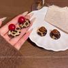 Herbst und Winter Retro Kontrastfarbe Perle Leopardenmuster Steckerohrringe Damen Einzigartiges Design Ohrringe