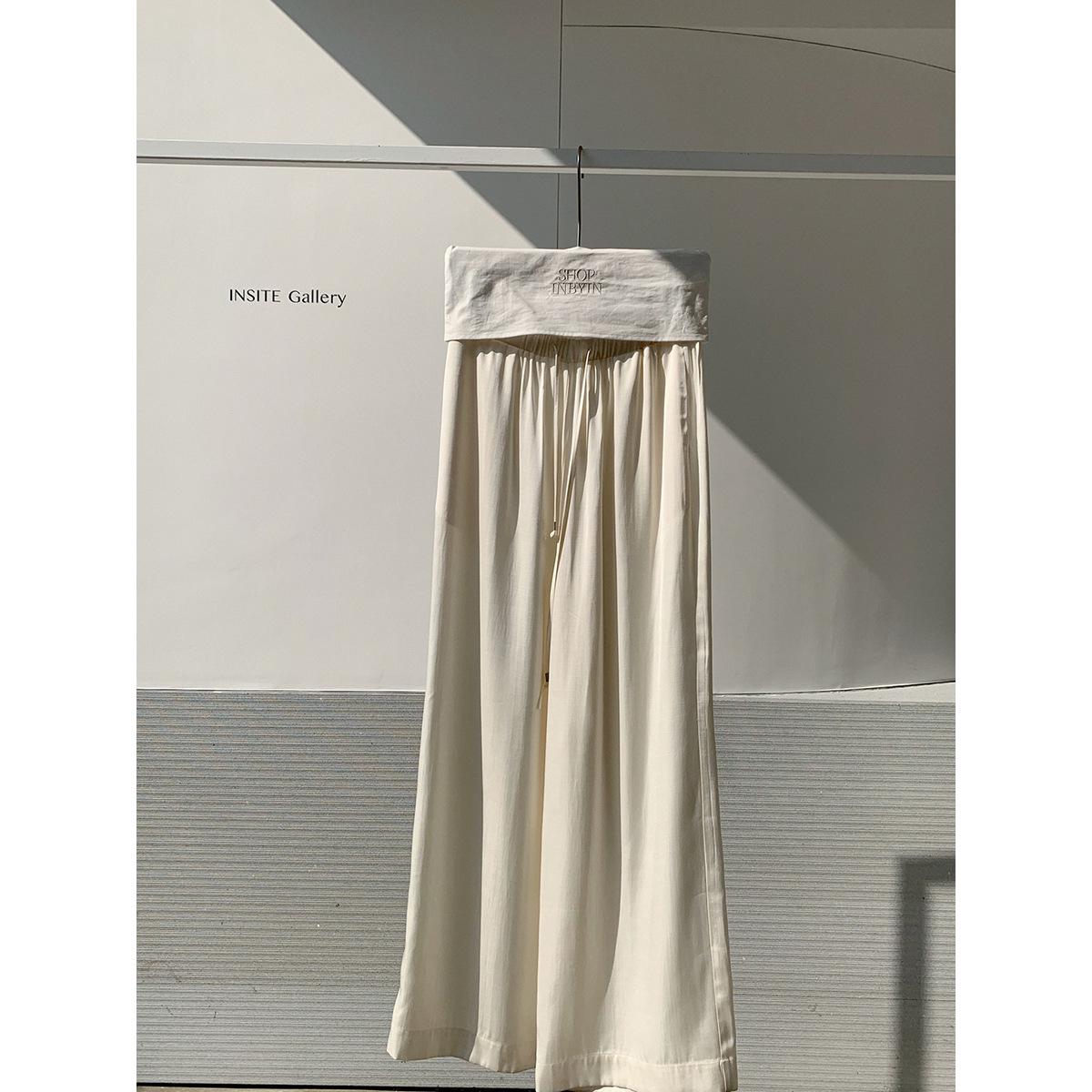 

Yi En Ou Free Step Lace-Up Elastic Waist Slimming Casual Wide Leg Pants M абрикосовый