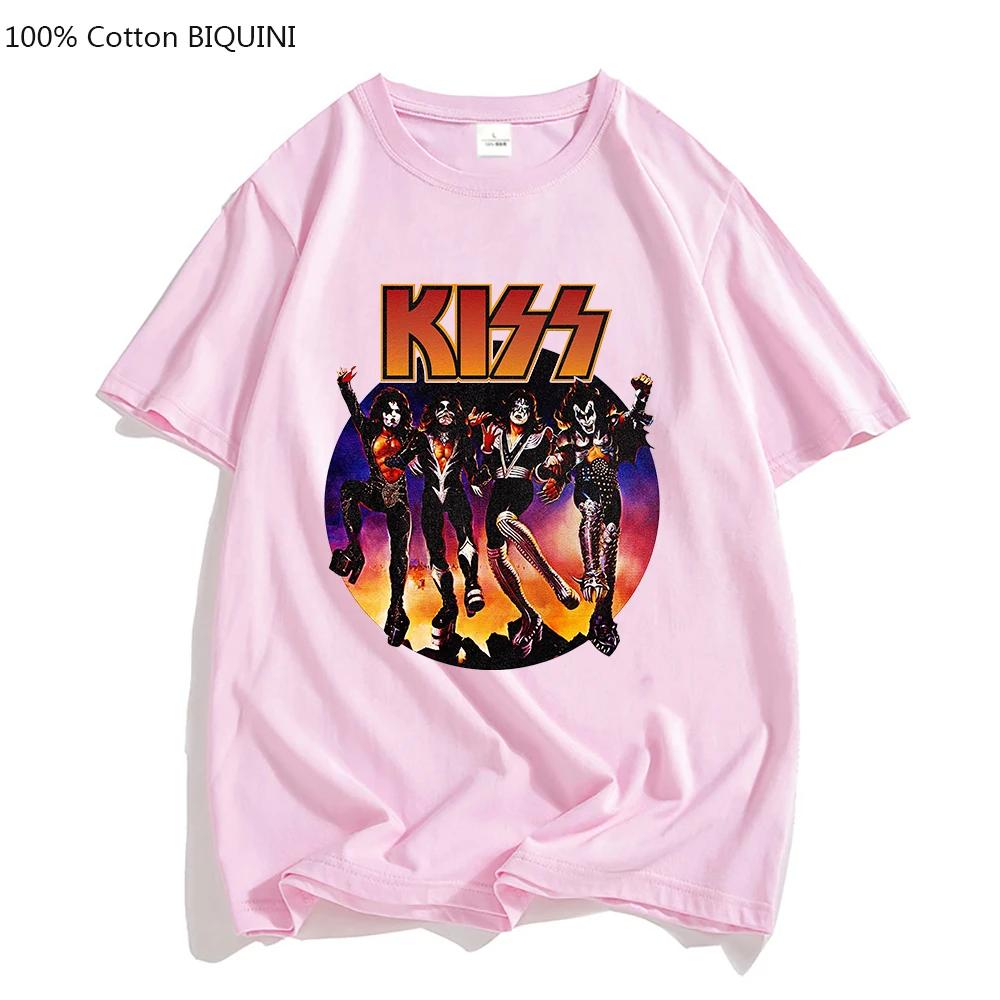 Rock Band Kiss T Shirt Men_Women Fashion Cotton T-Shirt Hip Hop Heavy Metal Tops Tees Boy_Girl Clothing Print Camiseta Punk