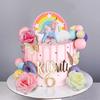 48 PCS Unicorn Cake Topper Unicorn Rainbow Cake Decorations with Butterflies Balls Happy Birthday Cake Decorations for Party