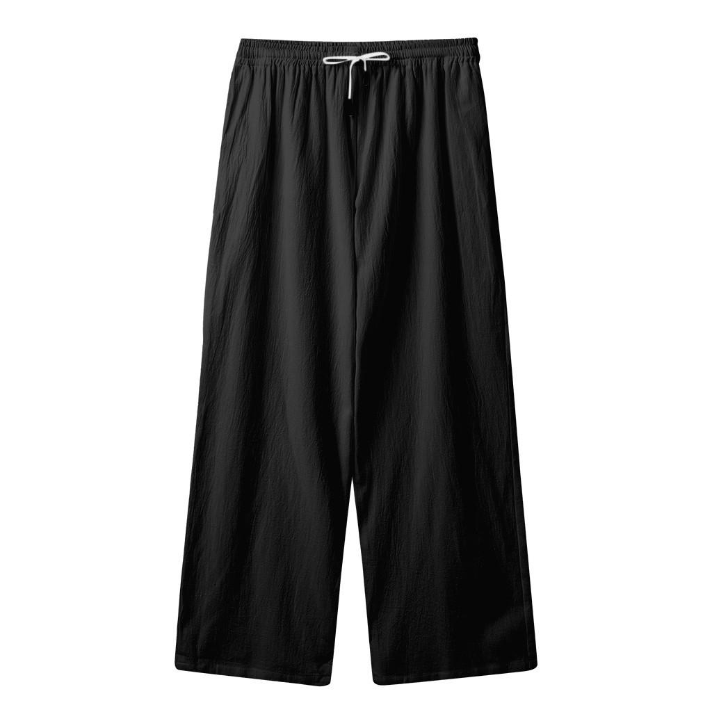 Herrenmode-Hose, Leinen-Stil, locker, lässig, atmungsaktiv, Outdoor, Sommer, solide Sportbekleidung