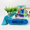 Transparent Push Bulldozer Toy Car, Toy with Light and Happy Music Functions, Automatic Shutter Function, Night Light Effect,Batteries Not Included